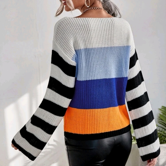 Color Block Drop Shoulder Sweater - Picture 2 of 7